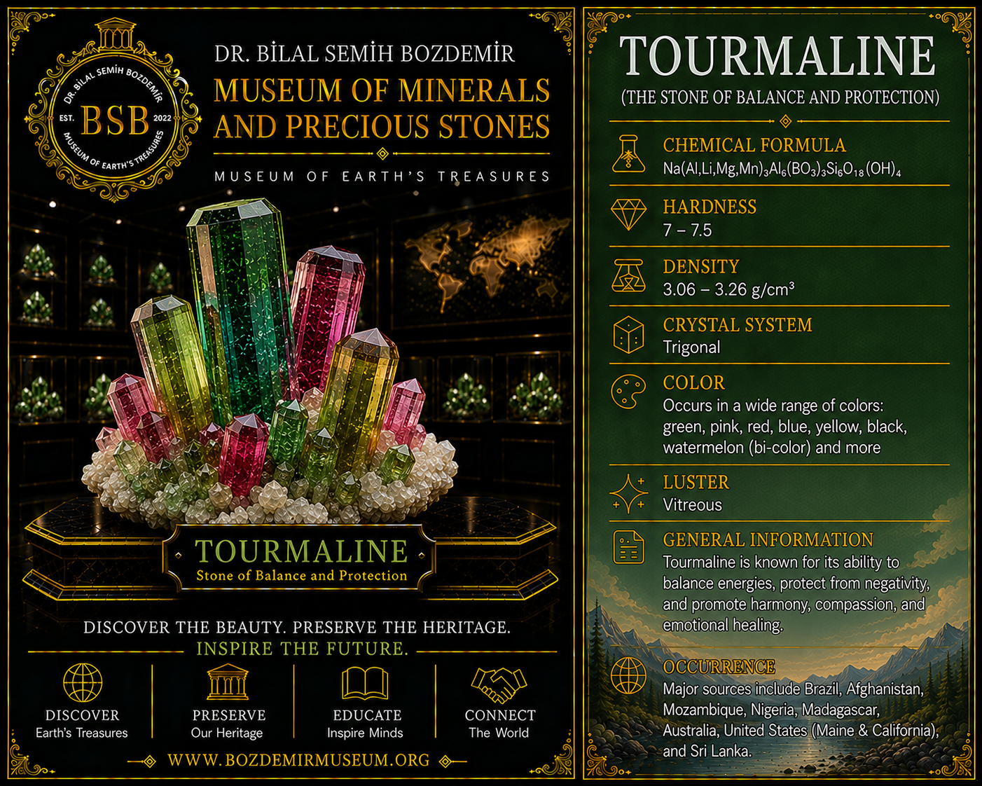 Mineral specimen representing science, education and heritage within the International Museums Chain Project